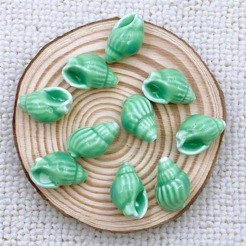 10Pcs Conch Shape Ceramic Porcelain Loose Beads For DIY Hand
