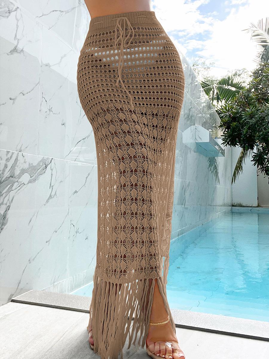 ver-Ups Skirts Women Bikini Knitted ver Ups Boho Crocheted S图片