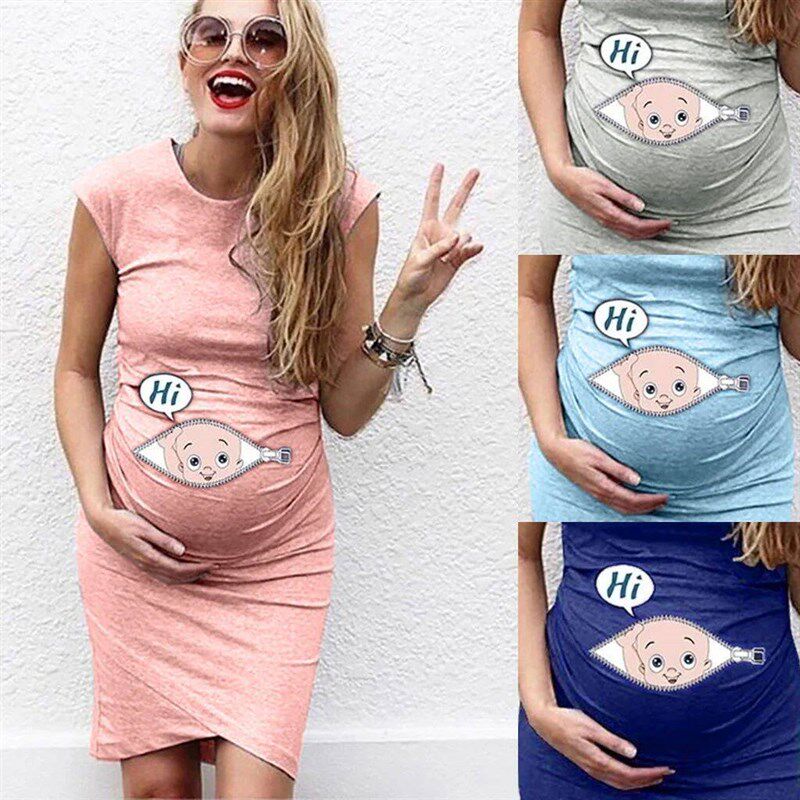 Cute Maternity Dress Loose Casual Dress Women Maternity Clot图片