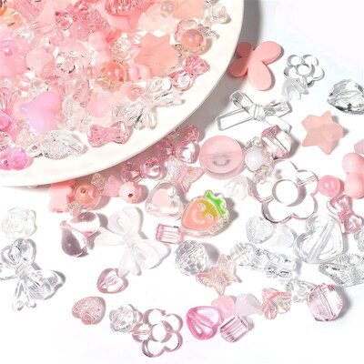 20g/Pack 9 Color Mixed Style Clear Acrylic Beads for Jewelry