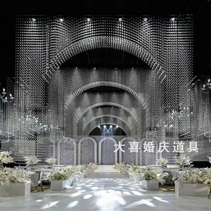 水晶珠串拱门婚礼布置用品婚庆道具路引舞台场景装饰新款菠萝珠帘