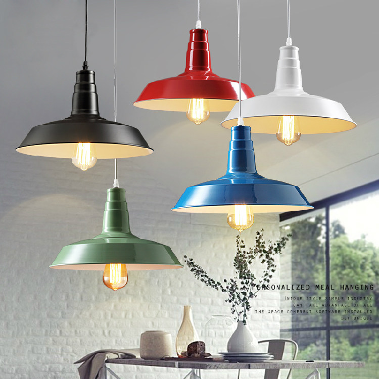 理发店复古工业单头loft锅盖发廊灯创意阳台餐厅咖啡馆铁艺吊灯