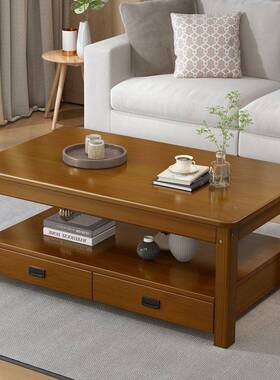 实木茶几带抽23850屉中式客厅桌新款茶家用简层约小户型方易形双