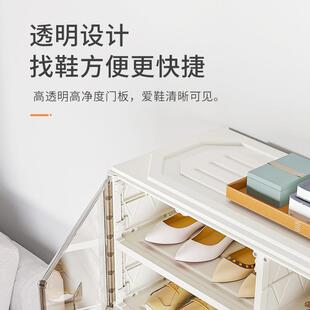 折叠鞋架免安双列系鞋装一式简鞋柜维盒子透明鞋盒加易尼厚多层体
