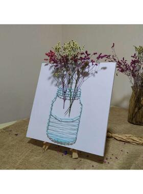 子手|花瓶北欧简约纱线d画iy立VYS体装饰画动物工钉弦丝绕线画包