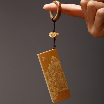 纯手工留青雕刻老玉竹牙签盒把玩文玩竹器竹雕精品便携式牙签筒