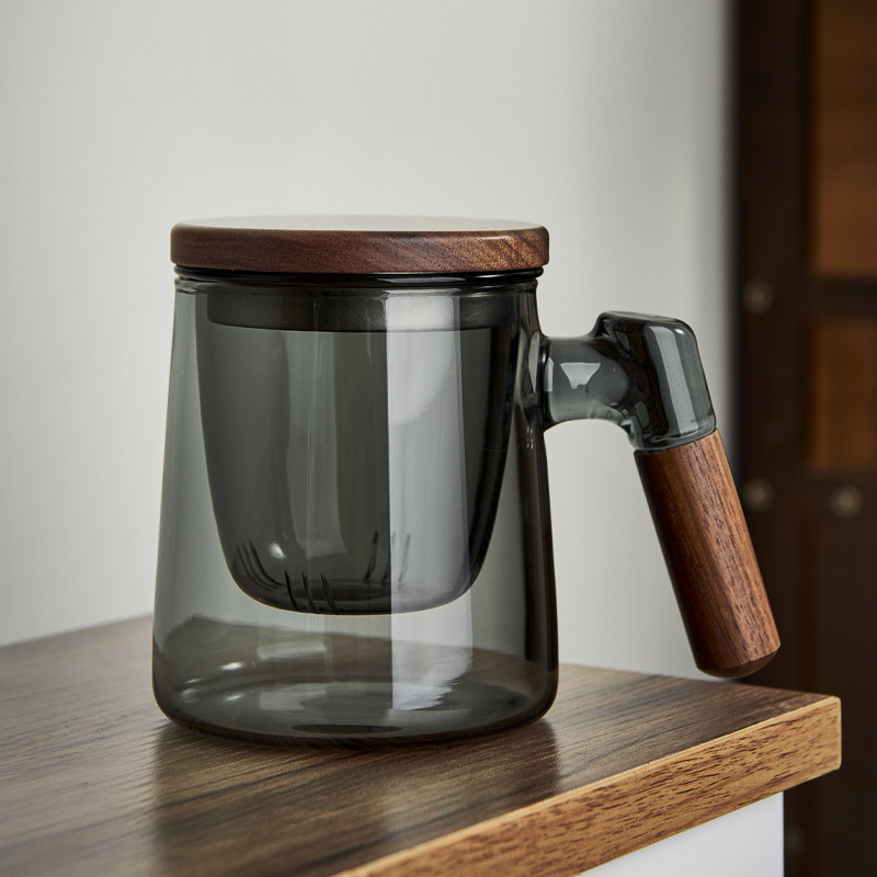忆壶茶泡茶杯茶水分离杯透明玻璃水杯男士办公室喝茶杯子茶道杯
