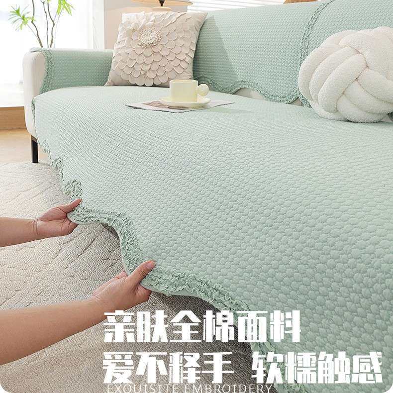 高级纯棉ins风简约沙发垫四季沙发套罩靠背巾防滑全棉沙发垫盖布