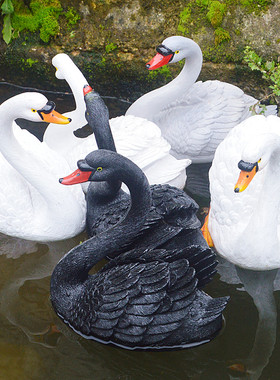 仿真浮水天鹅摆件水面装饰流水喷泉景观雕塑景区房地产美陈工艺品