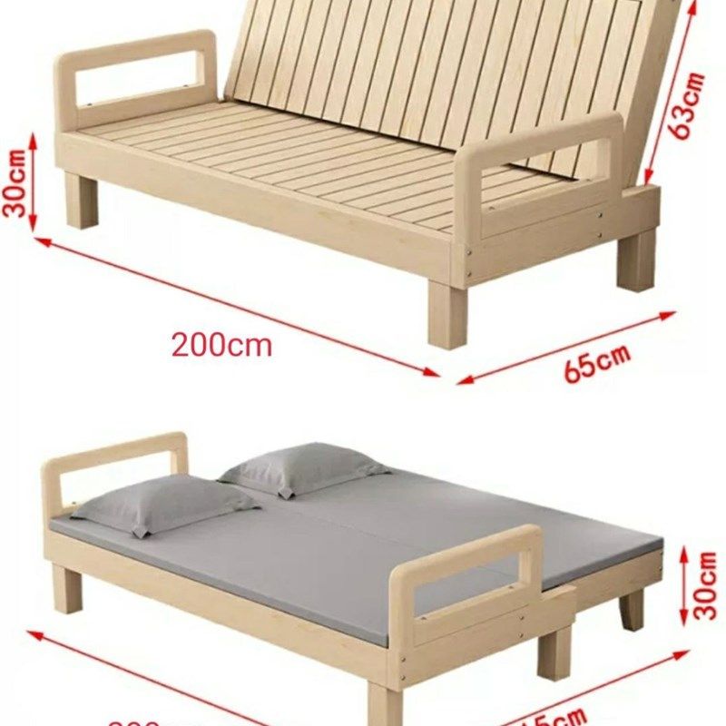 实木沙发床可变折叠小户型出租房懒人躺椅子坐卧两用单1.5米2米长