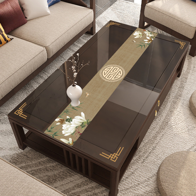 中式茶几垫桌布防水防油免洗实木餐桌垫布软玻璃茶几桌垫国风