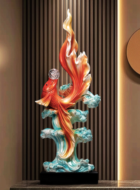 如鱼得水玄关装饰摆件高级感客厅入户酒店大堂艺术品办公室工艺品