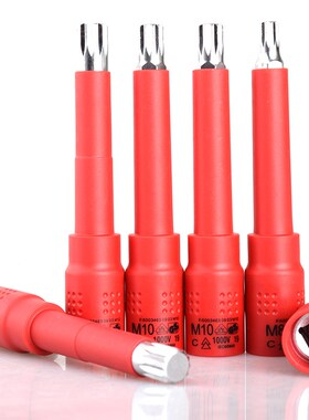 3/8方孔进口1000V绝缘加长12角旋具套筒M8 M10 M12汽车维修工具