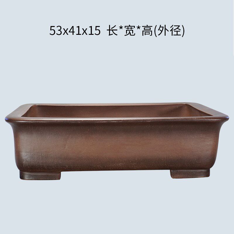 宜兴紫砂精品全手工仿古紫泥53cm长方盆绿植花卉老桩园艺盆景盆