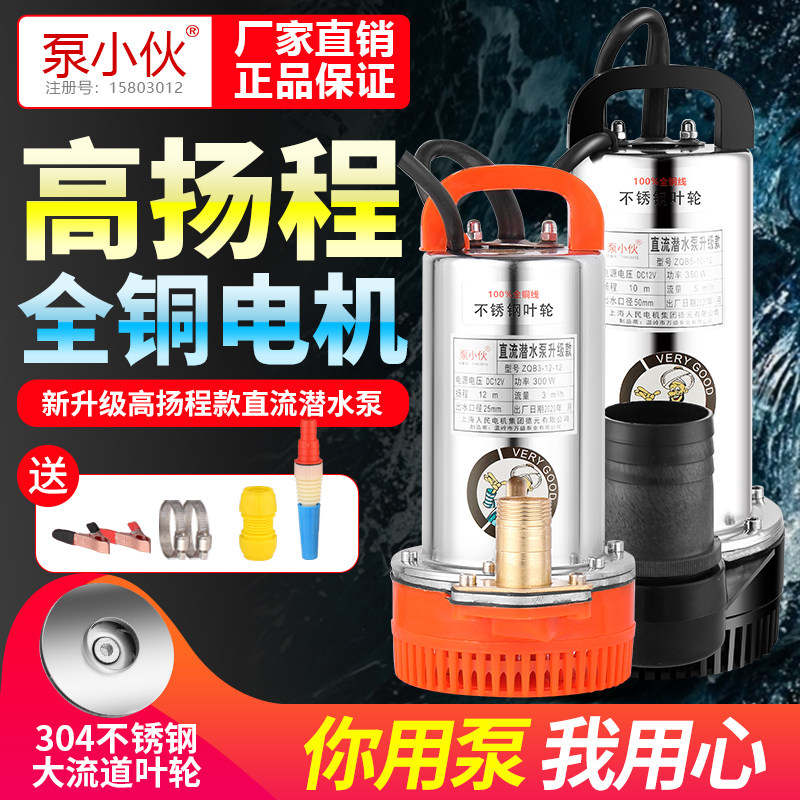 高扬程直流潜水泵12V24V电瓶电动车48伏农用灌溉小型抽水机高压