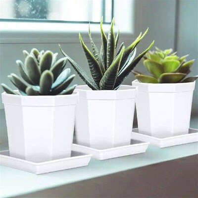 5Pcs Square Flower Pot Trays Plastic Catch Excess Water