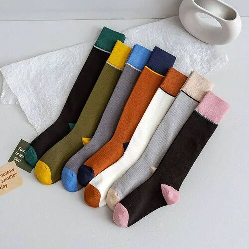 Autumn/winter new ins calf socks Day Color matching student