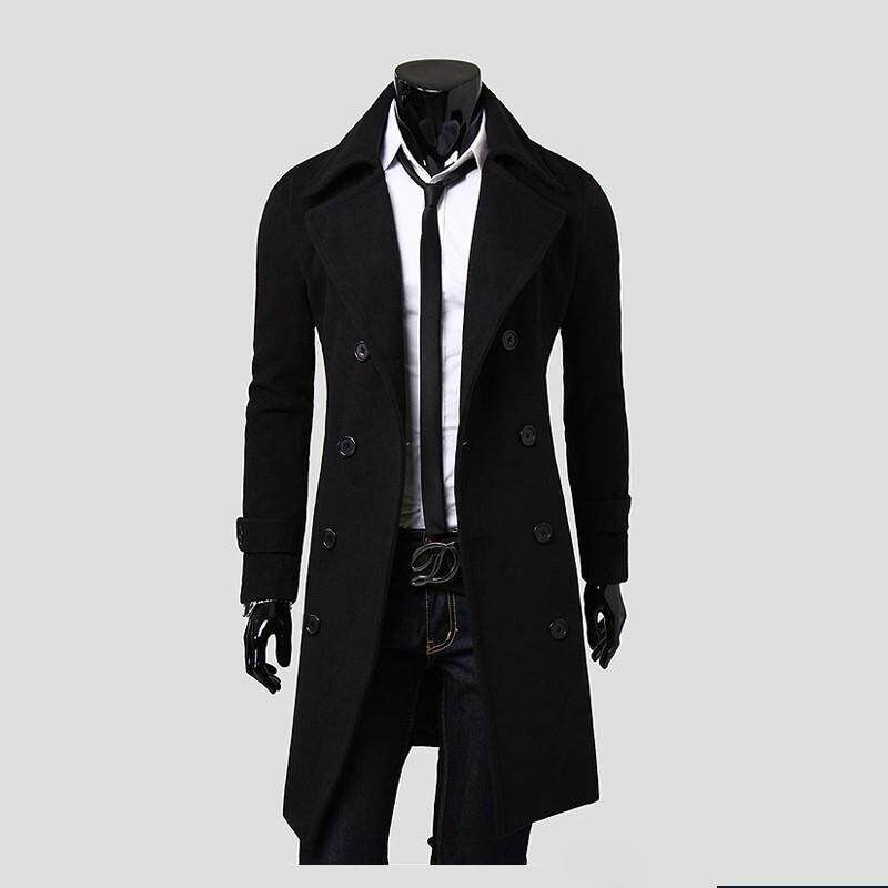 Double elongated luxury mens woolen coat - Long