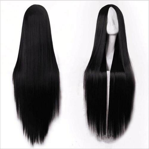 Wig Womens Front Lace Chemical Fiber Head vers Black Medium