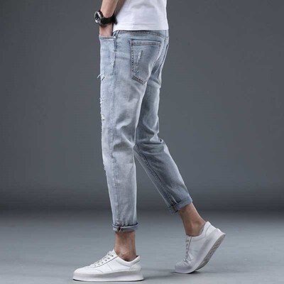 Spring New Mens Jeans Distinctive Ripped Beggar Mens Small