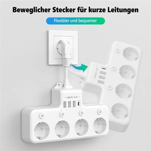 European plug power strip multi-contact socket with 3 USB an