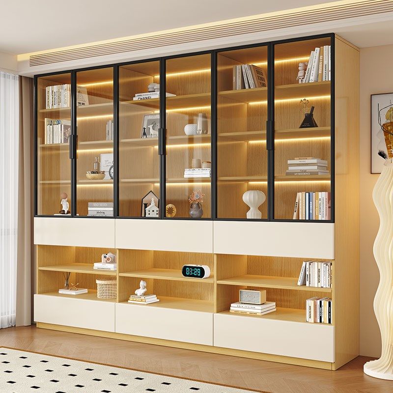实木书柜一体整墙去客厅化满墙家用书柜带玻璃门展示柜子定制,住宅家具,组合书柜,淘宝优惠券,粉丝福利购,淘宝优惠卷