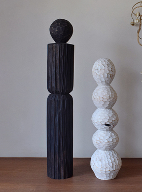 象有形 / 经典复刻创意中古现代艺术木雕摆件原木立柱拍摄道具