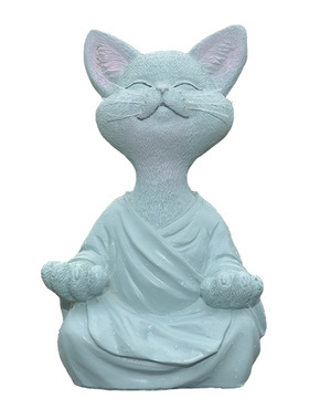 打坐冥想猫咪可爱动物雕塑树脂工艺品摆件庭院 花园摆件 家居装饰
