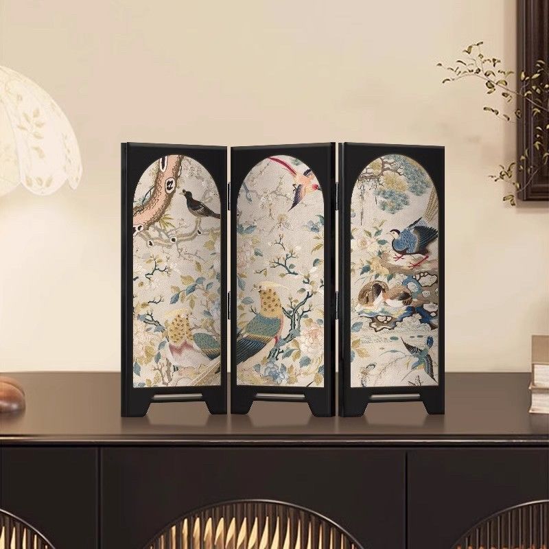 中古风墨竹屏风桌面摆件复古客厅电视柜斗柜装饰房间布置家居饰品