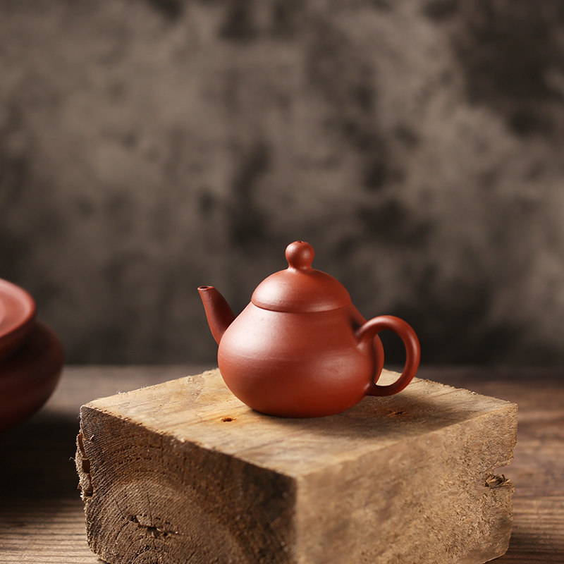 茶壶紫砂茶具小号复古风潮州功夫冲茶器朱泥纯手工梨壶思婷泡茶器