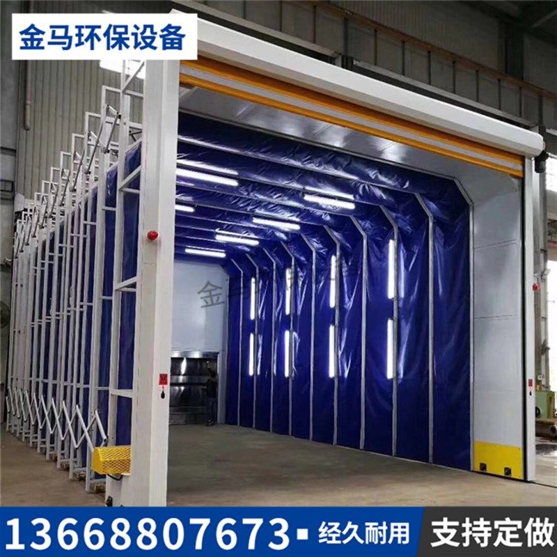环保移动伸缩喷漆房打磨房摺叠房家俱移动式喷漆房摺叠收缩棚平米