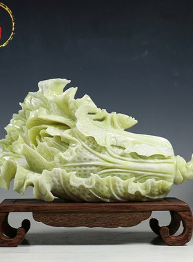 威弗列德中式客厅酒柜招财乔迁新居开业礼品天然玉石白菜玉雕摆件