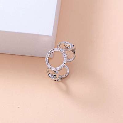 Accessories fashion simple opening geometric circle zircon r