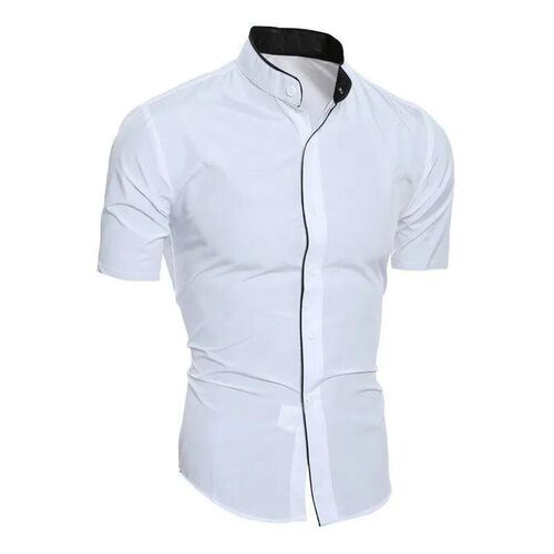 New mens solid color casual commuting short sleeved shirt