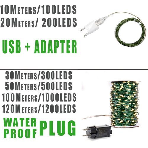 100M LED String lights Green Wire Fairy Lights warm white Ga