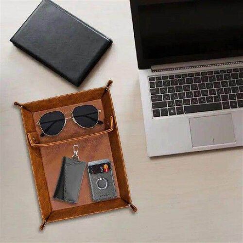 Catchall Tray For Entryway PU Leather Desk Valet Tray