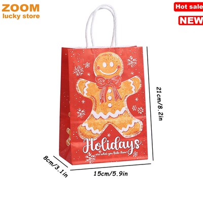 5pcs Christmas Paper Gift Bags Handles decorations Crafts