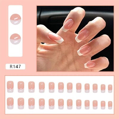 24PCS/1BOX White-edged Manicure Nail Patch Fake Nails Finish