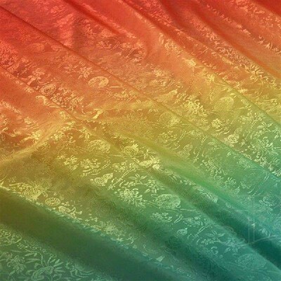 Rainbow Gradient Color Embossed Yarn Fabric Satin Imitation
