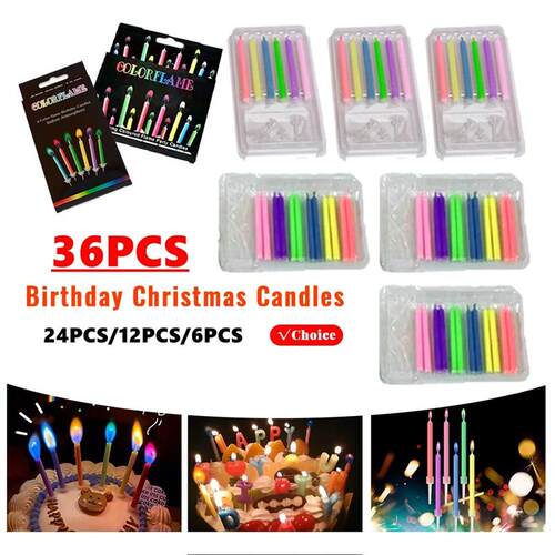 36-6PCS Birthday Christmas Candles Novelty Decorations Super