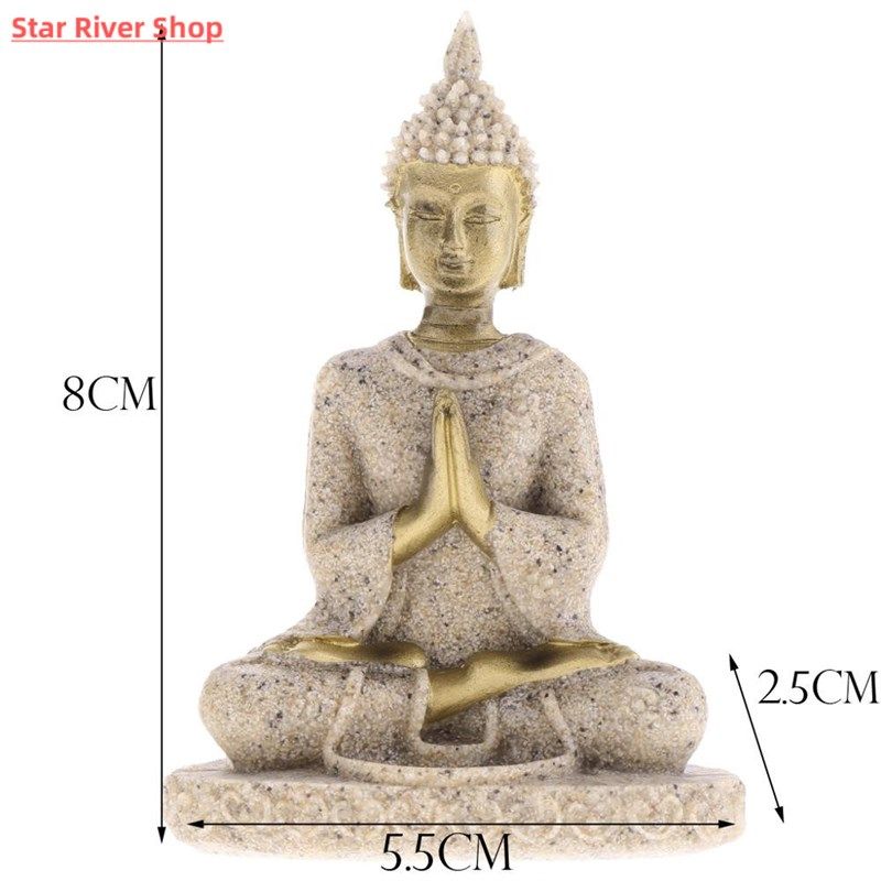 MagiDeal The   Sandstone Meditation Buddha Statue Sculpture图片