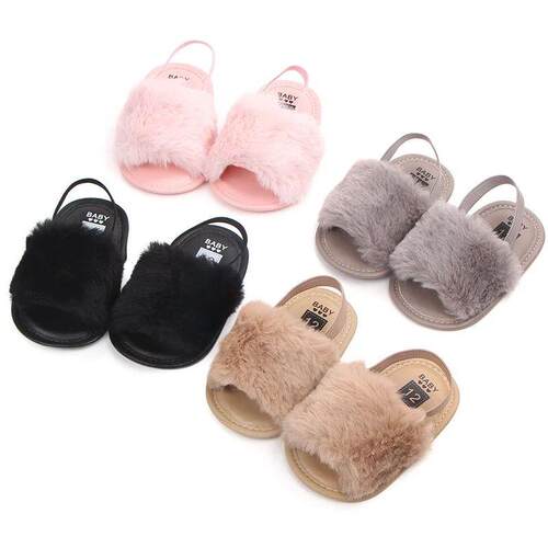 Summer Newborn Infant Girls Soft Sole Shoes Plush Slide Sand