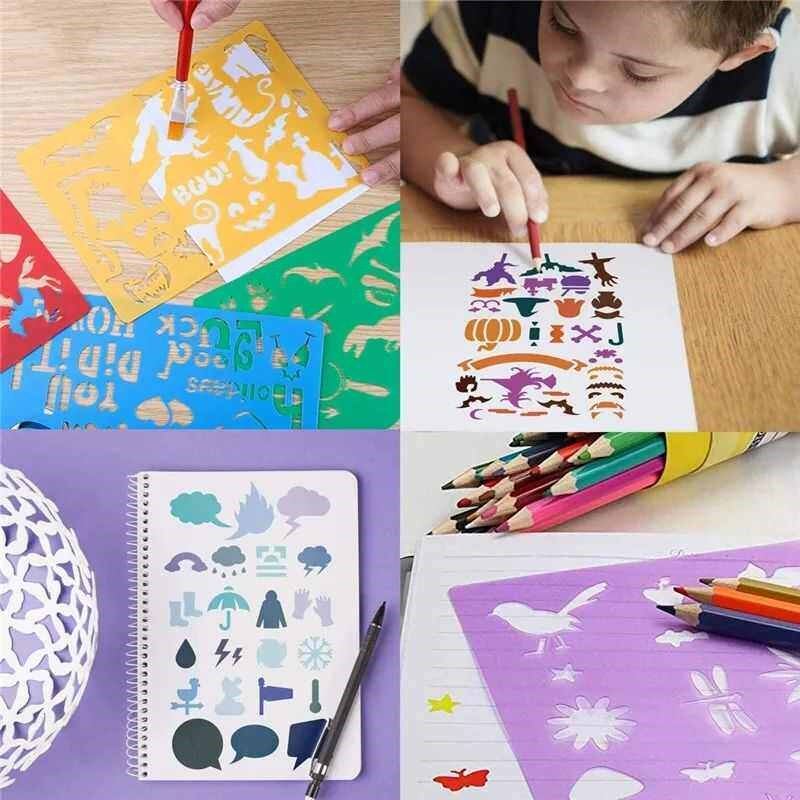5/20pcs Drawing Stencils Set for Kids Large Plastic Stencil - 实物图