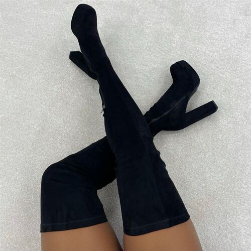 Long Women Boots 2023 Winter Platform Black High Heels Punk