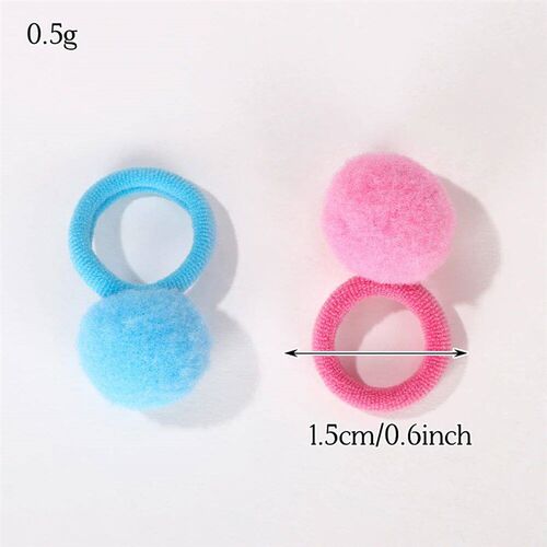20pcs New Kids Elastic Hair Bands Girls Plush Ball Rubber Ba