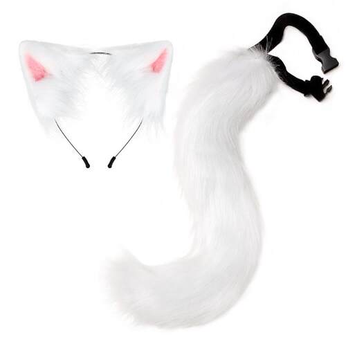 Halloween costume fox fur tail cat ear headband 狐狸尾巴耳朵