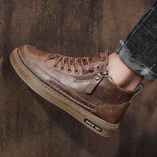 Men Boots Winter High Top Leather Shoes Fashion Cotton Shoes