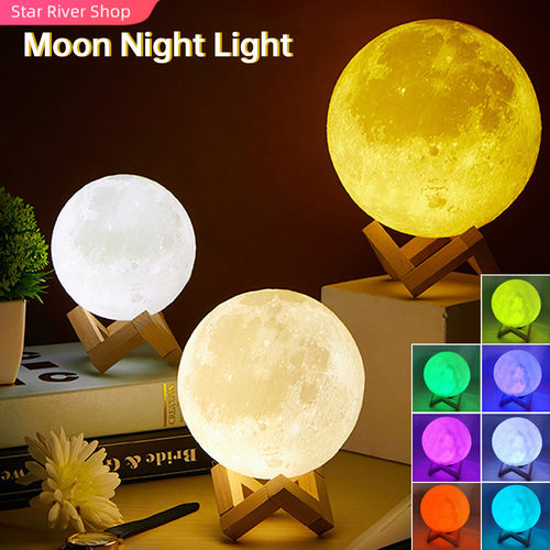 LED Night Light 3D Print Moon Lamp 8CM/12CM Battery Powered