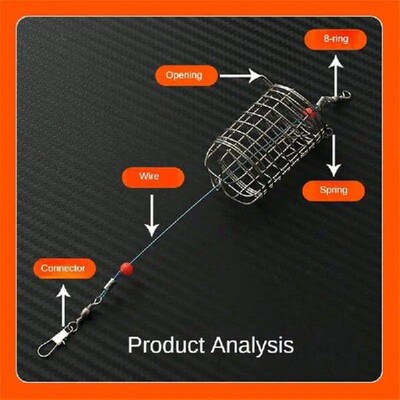 Bait Cage Silver Gray Fishing Feeder Holder Small Baiting
