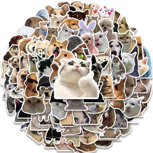 50/100pcs Cute Dog Cat MEME Funny Animals Stickers Aesthetic